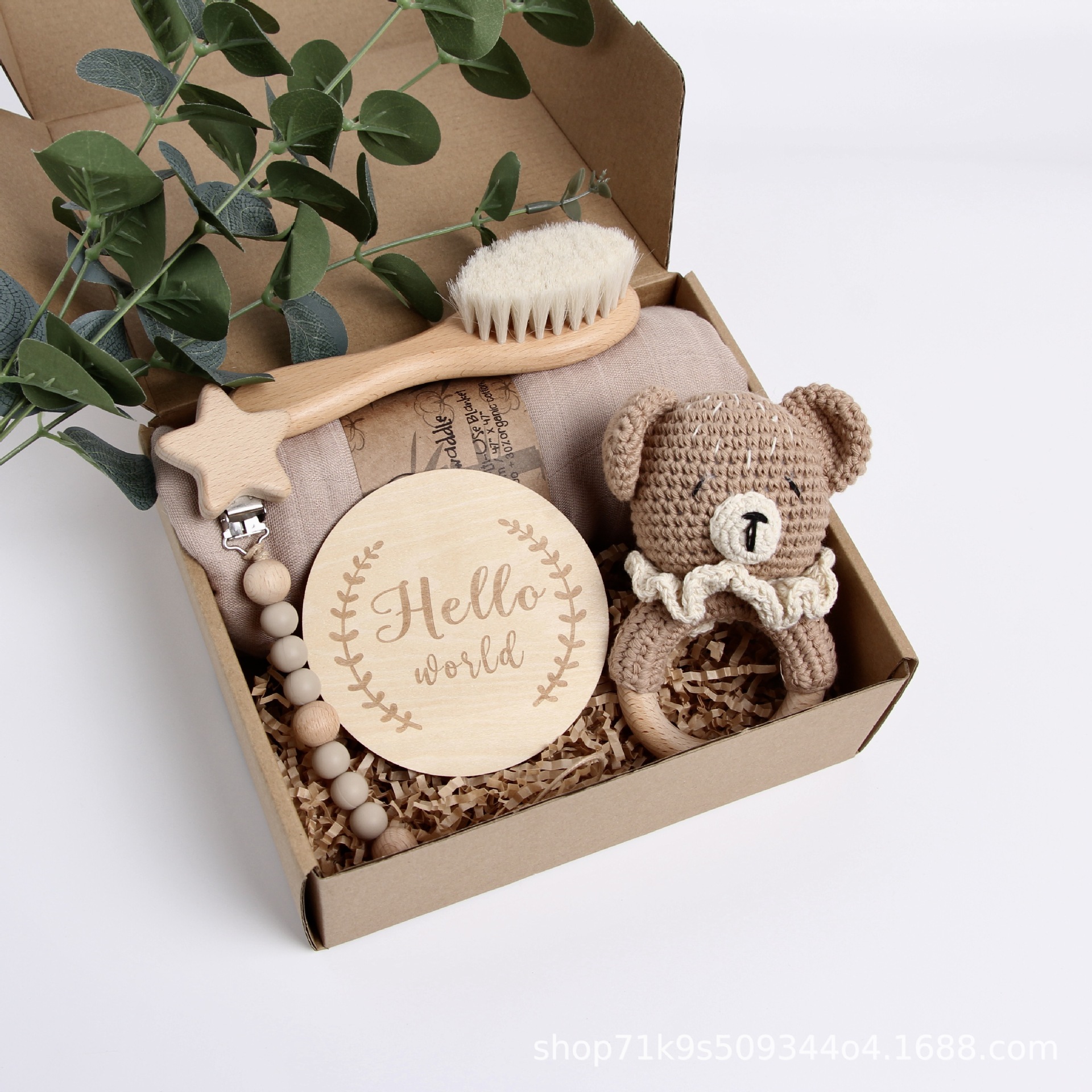 Picture of Baby Shower Gift Rattle Set Cotton Toy Pacifier Clip Blanket
