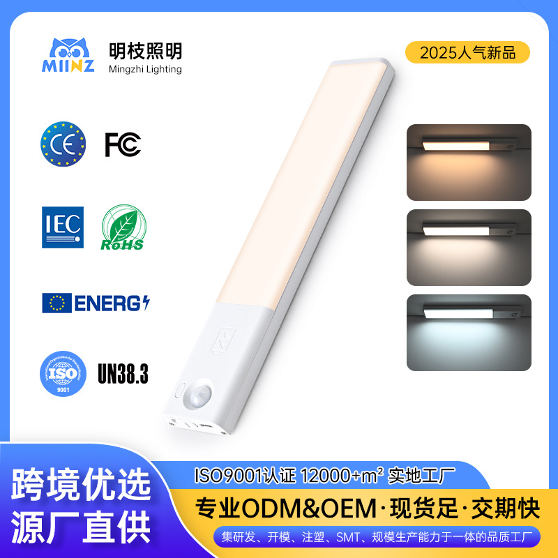 Smart automatic human body sensor light, rechargeable long strip magnetic cabinet, wine cabinet, wardrobe, shoe cabinet, LED strip light strip