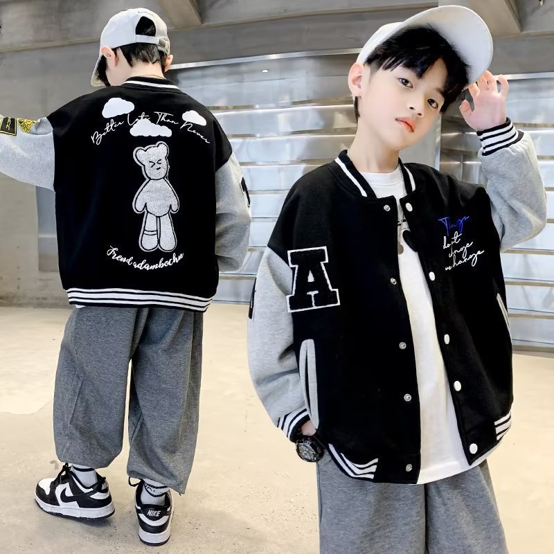 Children's Clothing Boys Autumn Baseball Suit Coat 2024 New Spring and Autumn Handsome Foreign Style Autumn Middle and Big Boys Trendy