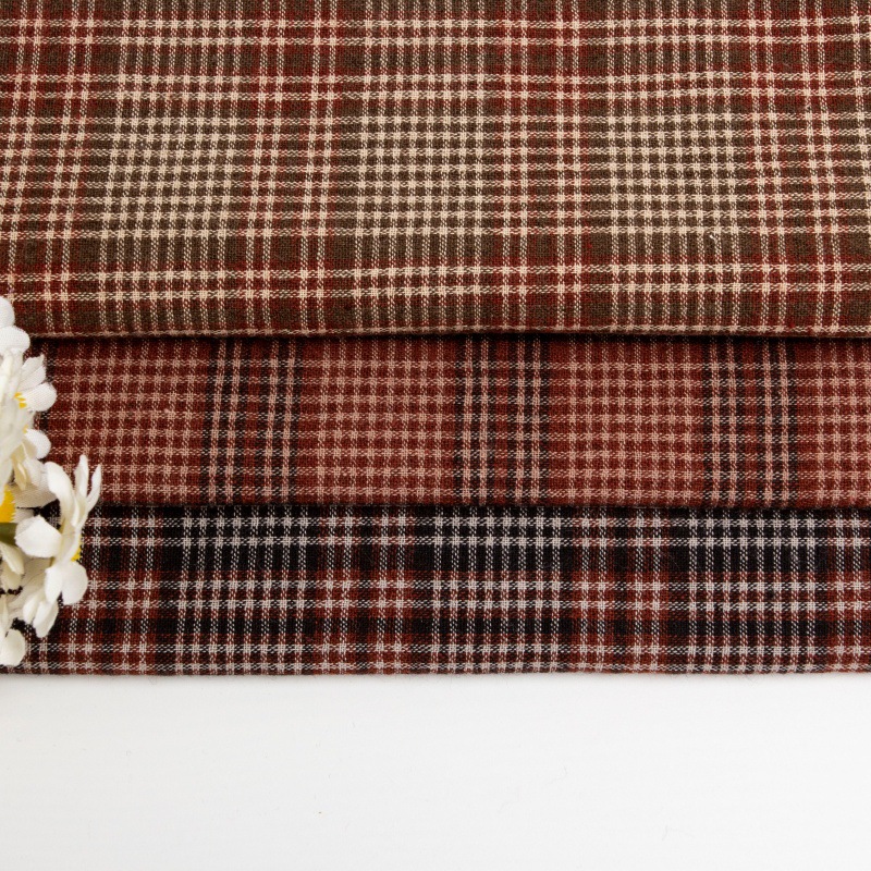 1000-cotton 21-count sand-washed retro-style yarn-dyed plaid fabric, comfortable shirts, children's clothing, toys, shoes, hats, fabrics, home textiles