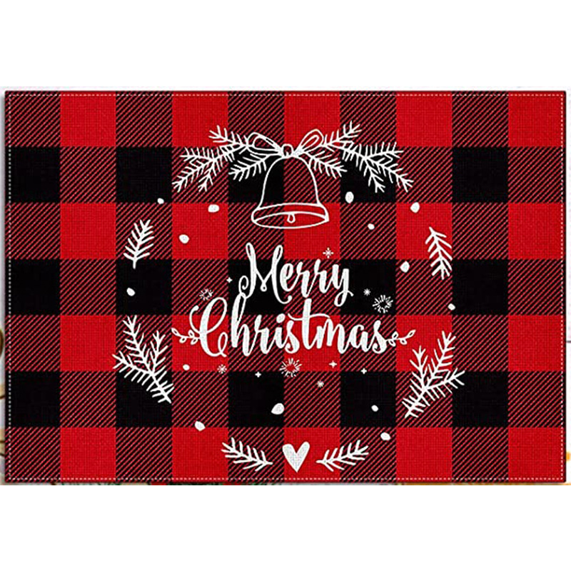 Picture of Christmas Placemat Scandinavian Style English Letter Napkin Western Restaurant Tablecloth Single Layer Linen Insulation Mat Table Mat