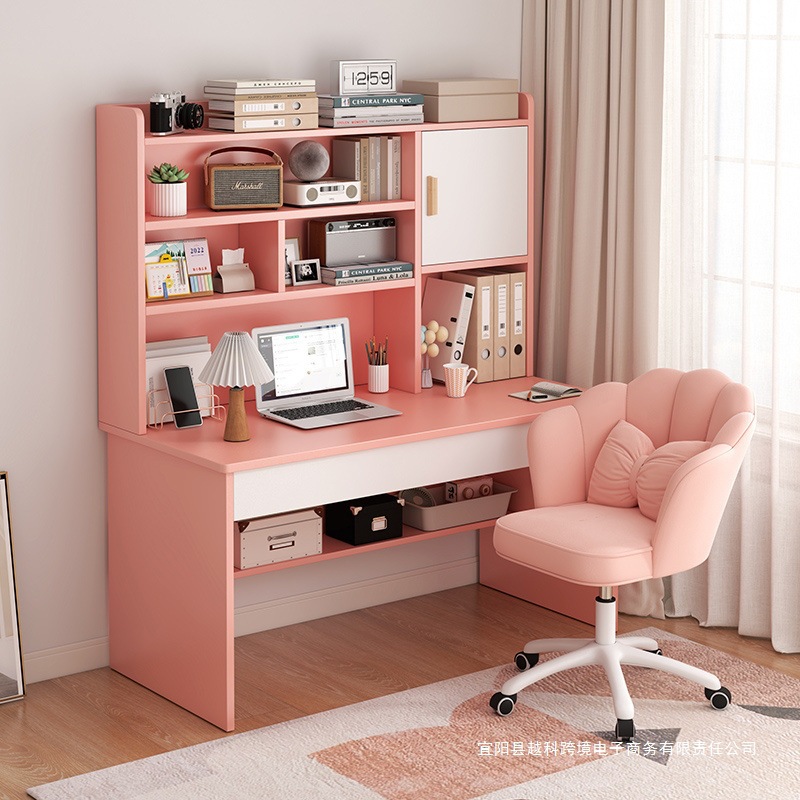 Student home study desk, children's desk, bookshelf combination table and chair set, simple bedroom, children's writing desk