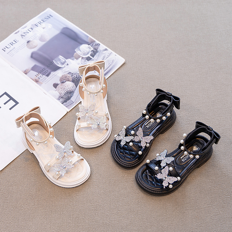 Girls Shoes Kids Baby Princess Sandals 2025 New Summer Girls Big Kids Stylized Soft Bottom Open Toe Shoes