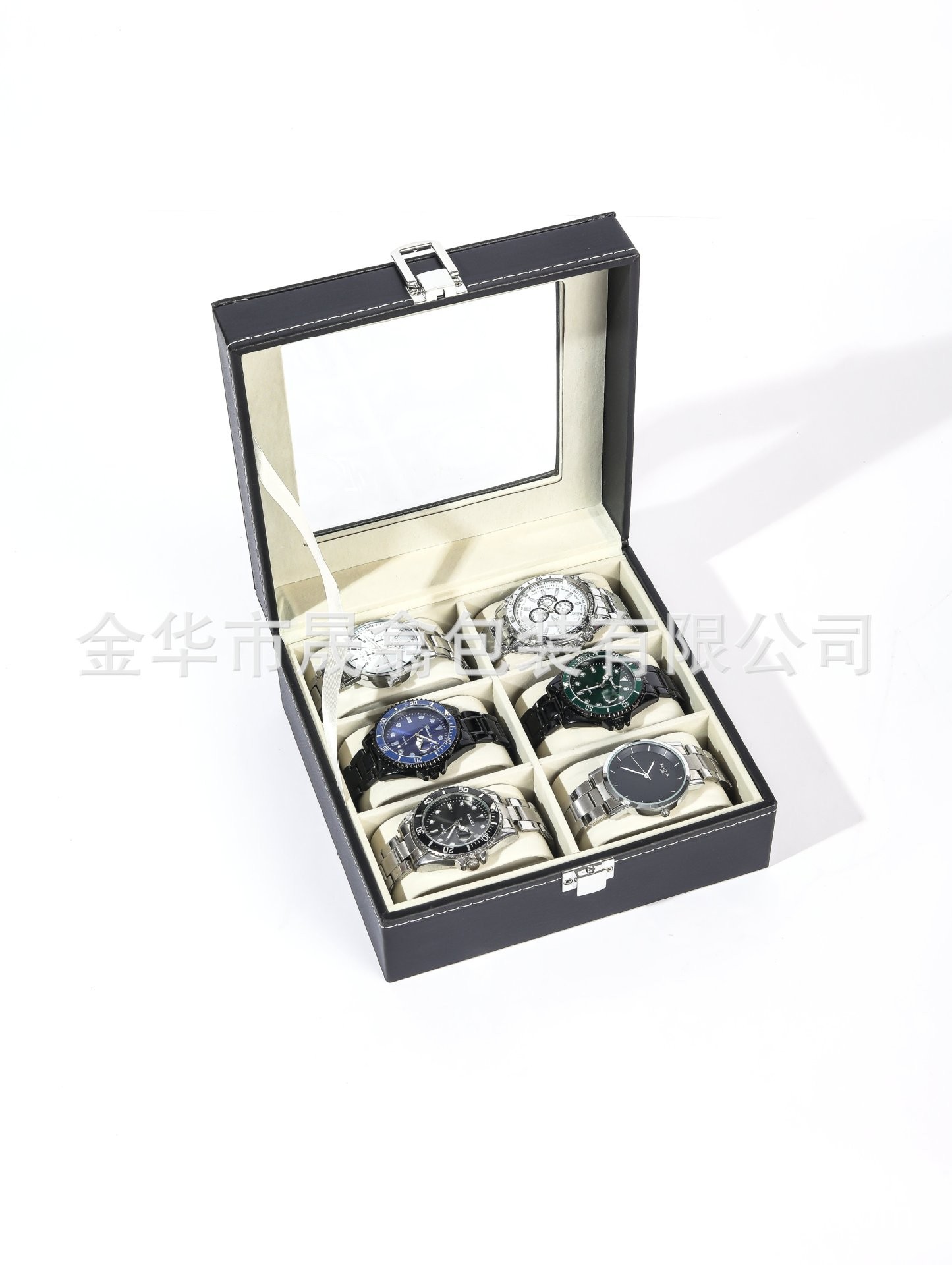 Picture of Manufacturer Recommends Pu Leather Series Watch Box Black Mechanical Watch Multi-Position Storage Box Household Square Gift Watch