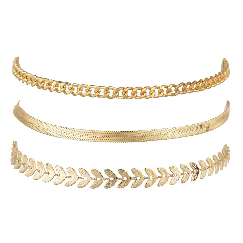Picture of Rongshang Jewelry Cross-Border Hot-Selling Anklet Set Women's Fashionable Anklet Three-Piece Set Flat Snake Wheat Ear Chain Foot Accessories