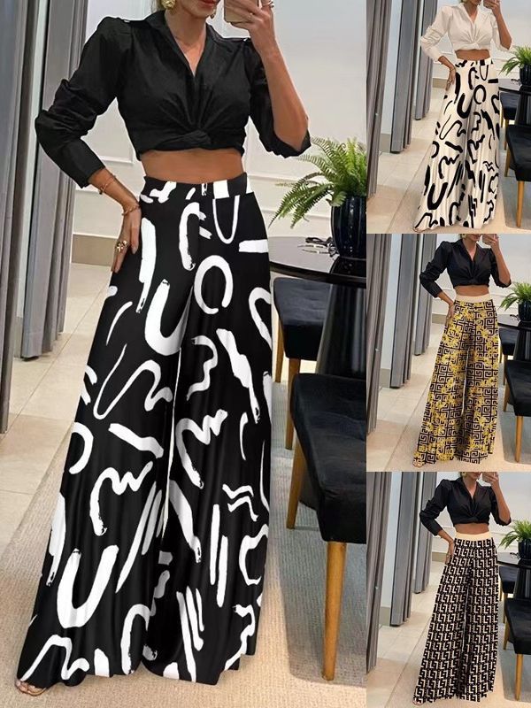 Cross-border Amazon AliExpress New European and American Women's Explosions Printed Women's Wide Leg Pants