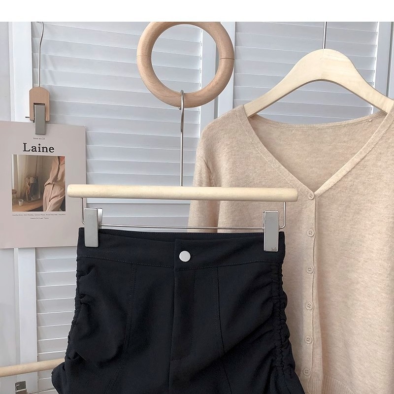 High waist slimming drawstring short pants for women 2023 new spring casual loose wide leg straight A- line hot pants