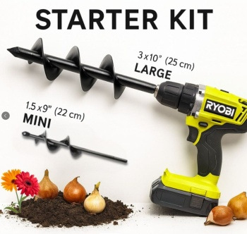 Picture of Factory Garden Garden Soil Loosening Lilac Flower Twist Drill Digging Planting Tool Alloy Ground Drill Spiral Drill Bit Accessories