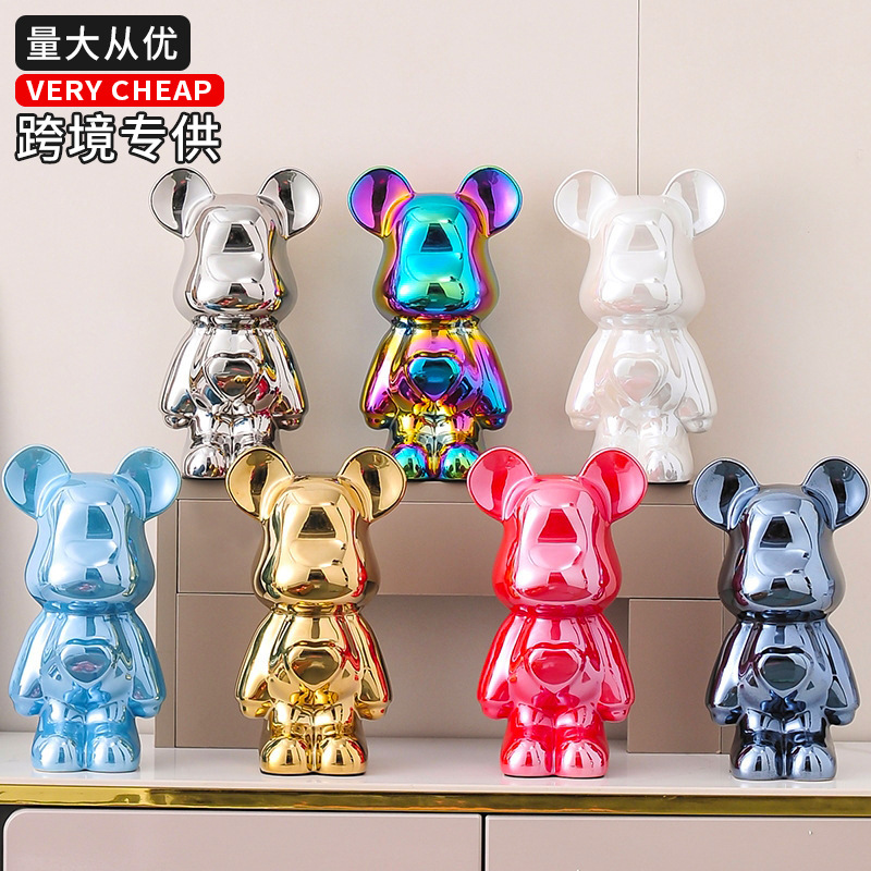 Internet famous violent bear ornaments tide brand kaws building block bear love bear living room large landing light luxury TV cabinet cartoon