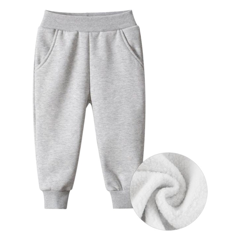 27kids Korean children's clothing autumn and winter new wholesale solid color children's sports trousers boys plus velvet casual pants