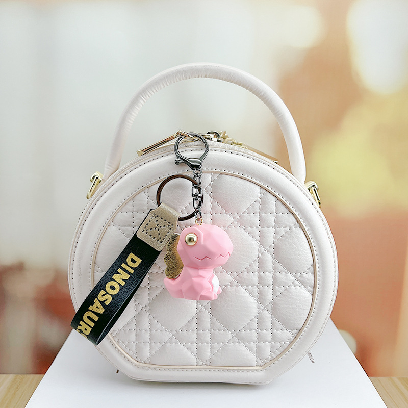 Picture of Nordic Style Creative Faceted Dinosaur Keychain Pendant Couple Car Bag Small Doll Keychain Creative Design