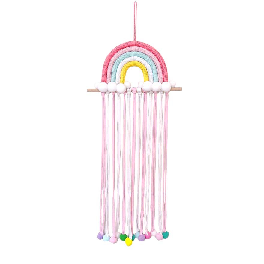 Picture of ins Nordic Rainbow Tassel Hair Accessories Hairpin Finishing Storage Woven Children's Room Decoration Wall Decoration
