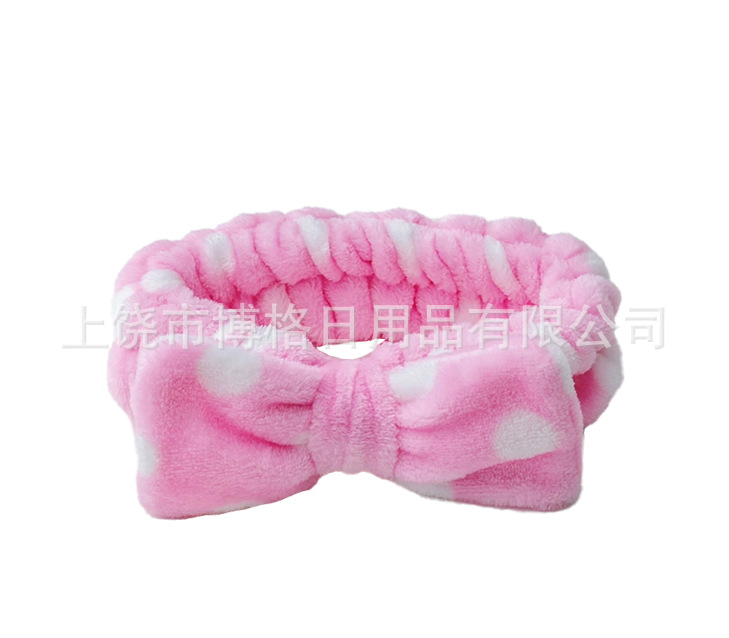 Picture of Korean Style Cute Dot Striped Headband Bow Hair Band Plush Hair Accessories Face Wash Hair Band Makeup Mask