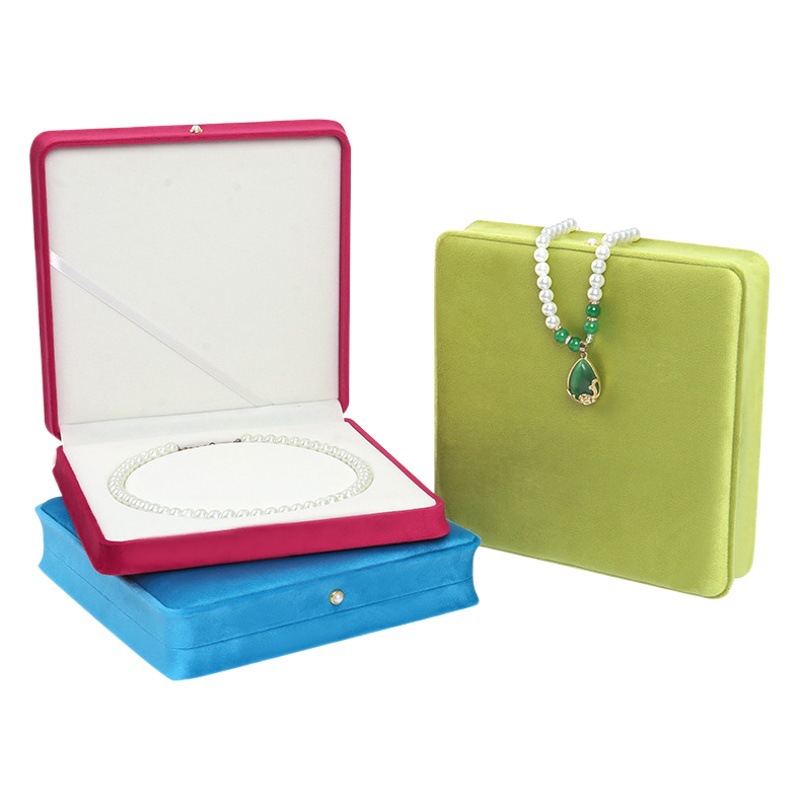 Velvet pearl necklace box macaron color simple jewelry necklace jewelry box Mother's Day jewelry packaging gift box