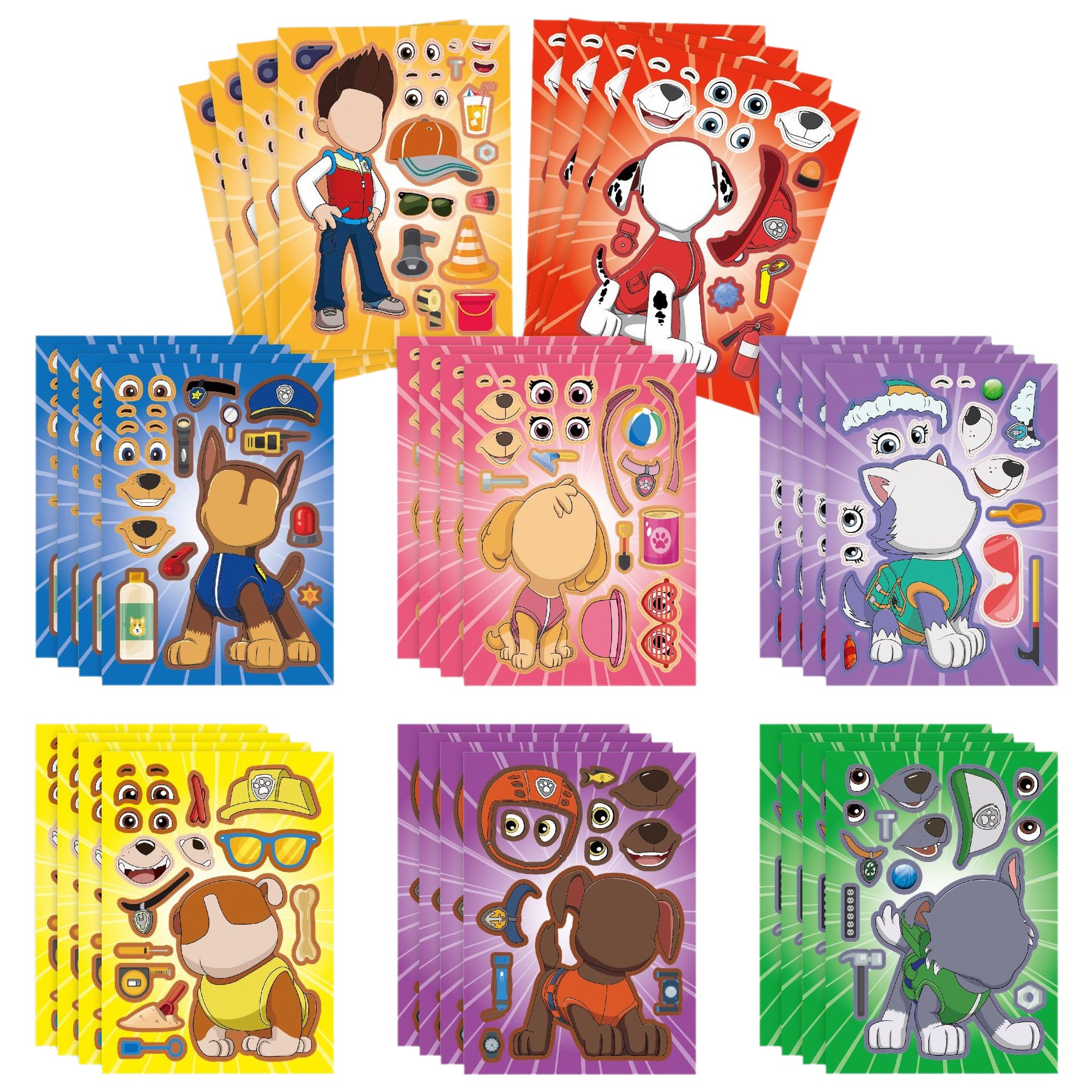 CM2304008 Wang Wang team children's animation cartoon parent-child interactive puzzle puzzle hand account DIY face sticker