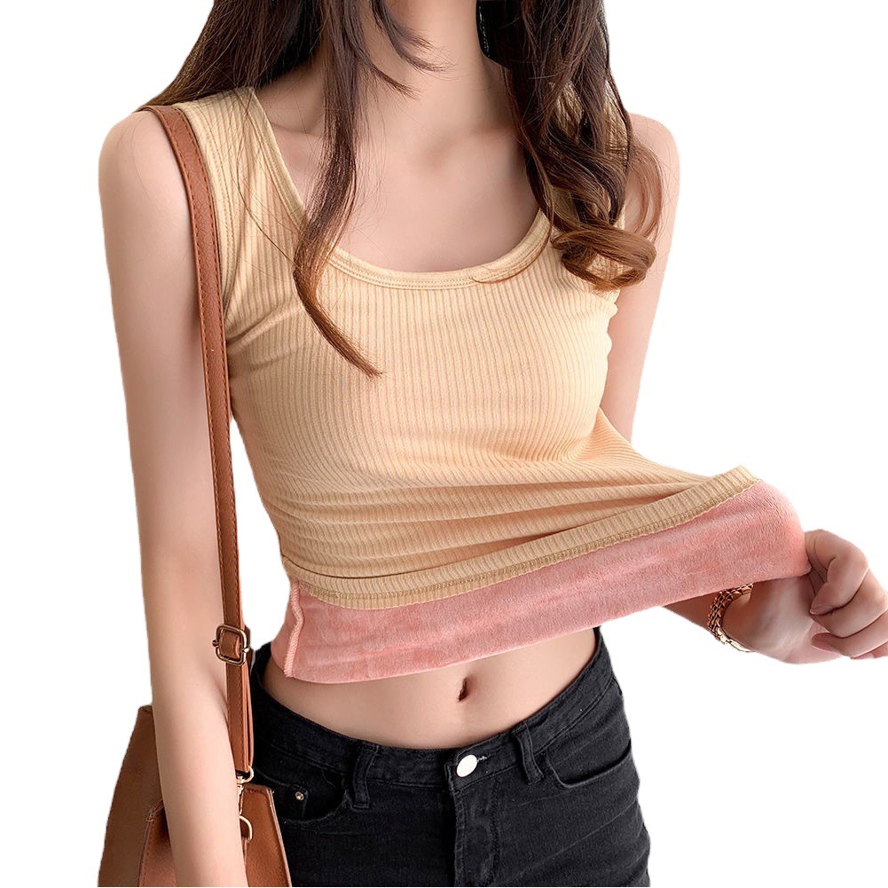 Picture of 2021 New Autumn and Winter Warm Vest Women's Fleece-lined Thickened Bottoming Top Slim-fit Tight Vest for Women
