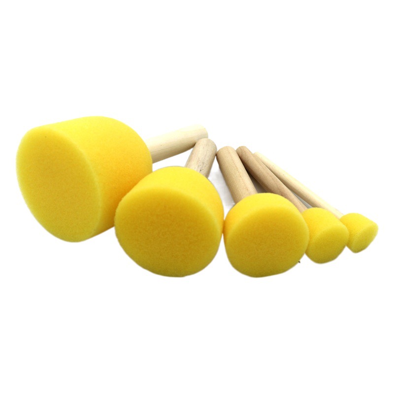 Children's Art Materials Sponge Painting Brush Graffiti Painting Round Mushroom Head Seal Kindergarten Rubbing Sponge Stick