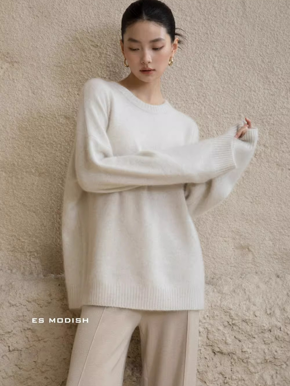 White Imitation Raccoon Velvet Pullover Sweater Women's Autumn and Winter Lazy Wind Thickened Soft Waxy Cashmere Sweater Outer Wear Top
