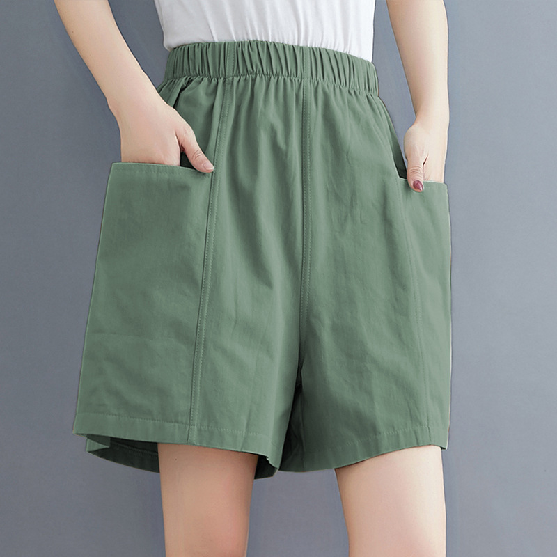 2025 New High-Waisted Shorts for Women's Summer Outer Wear, Loose Slimming Elastic Waist Hot Pants, Large Size Thin Wide-Leg Pants for Casual Wear