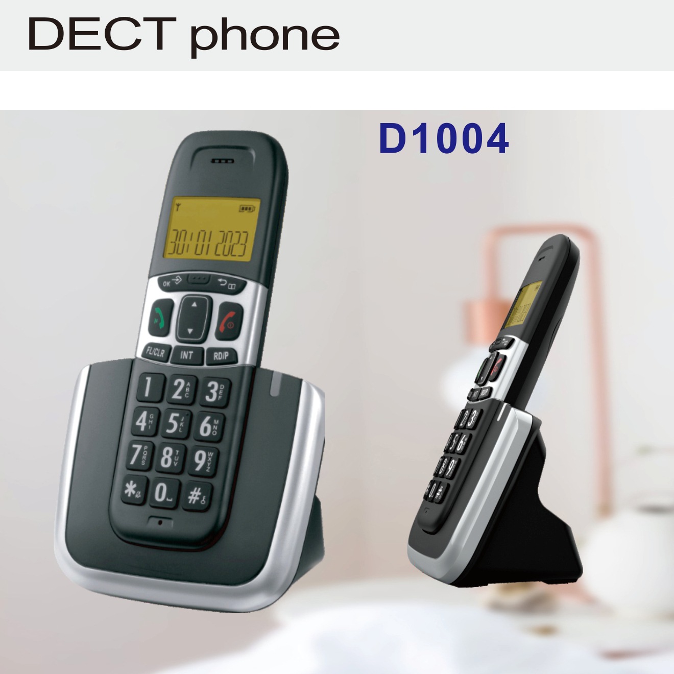 D1004 One to Two Business Office Home Handheld Phone Digital Cordless Telephone Low Radiation Cross Border