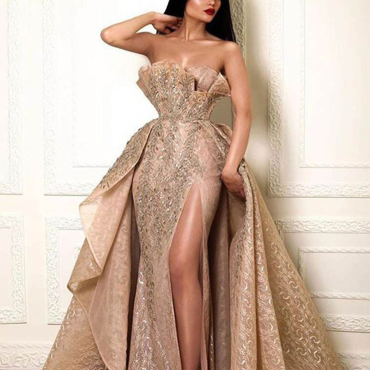 2025 European and American Export New Women's Dress Wish Dunhuang Sexy Tube Top Long Skirt Elegant Evening Dress