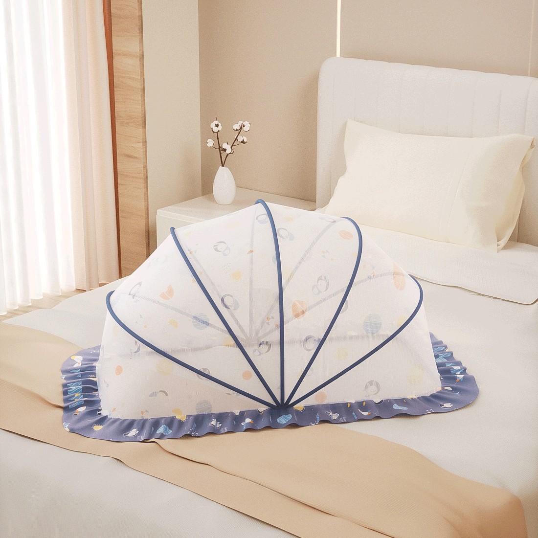 Picture of Baby Mosquito Net, Full-Cover Yurt for Babies, Foldable Universal Crib Mosquito Net for Infants and Toddlers, Light-Blocking