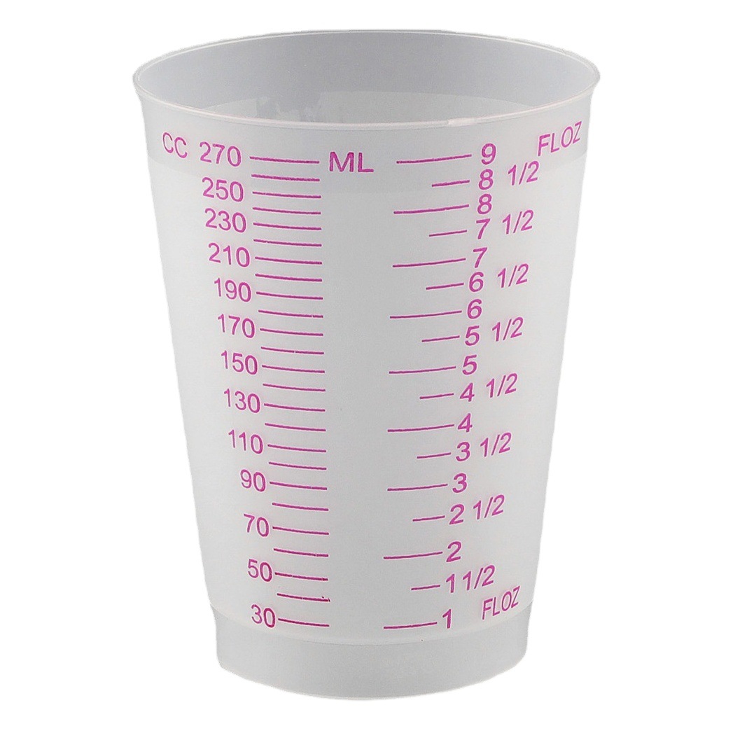 Factory supply frosted 270ml plastic measuring cup pp disposable plastic cup scale Cup laboratory measuring cup