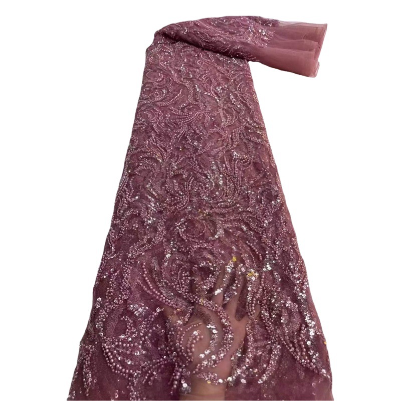 Mesh Bead Tube Embroider Heavy Embroider Fabric Sequin Mesh Wedding Dress Fashion Lace Embroider Fabric Beaded