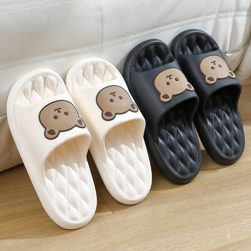 Eva Slippers for Men Wholesale Cartoon Bear Summer Home Household Non-Slip Women's Soft-Soled Slippers with Poop Feeling Lightweight