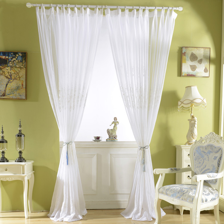 Picture of White European-style curtain window screen fresh garden yarn curtain yarn cotton embroidery embroidery finished processing bedroom