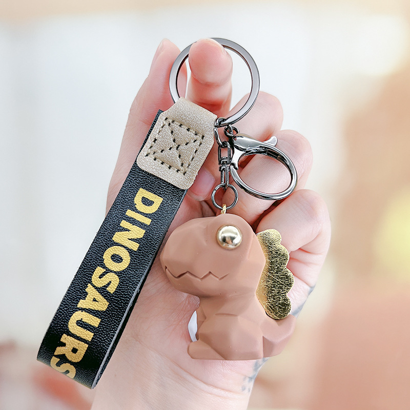 Picture of Nordic Style Creative Faceted Dinosaur Keychain Pendant Couple Car Bag Small Doll Keychain Creative Design