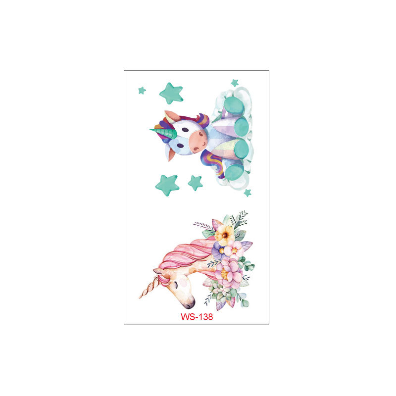 Picture of Unicorn Tattoo Sticker Original Children's Cute Cartoon Doll Birthday Rainbow Little Pegasus Waterproof Temporary Sticker