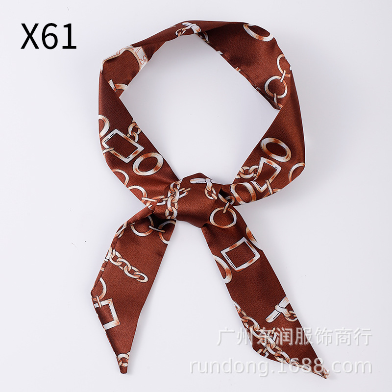 Picture of Silk Scarf Wholesale Long Beveled Small Silk Scarf Double-layer All-match Hair Belt Ribbon Decoration Tie Bag Hand Gift Box Silk Scarf