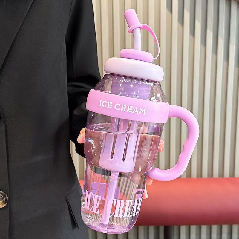 Picture of Net red belly cup high color value large capacity handle cup summer ice cup plastic straw cup 2025 new