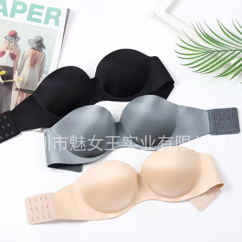 Picture of [Distribution invisible strap] one-piece seamless strapless underwear wedding dress shoulder non-magnetic half cup bra