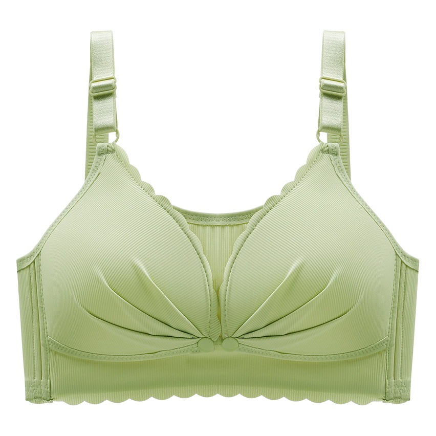 Nursing Bra Anti-Sagging Women's Thin Section for Pregnant Women Breastfeeding Special No Steel Ring Big Breast Push-Up Breathable Cotton Front Button Bra