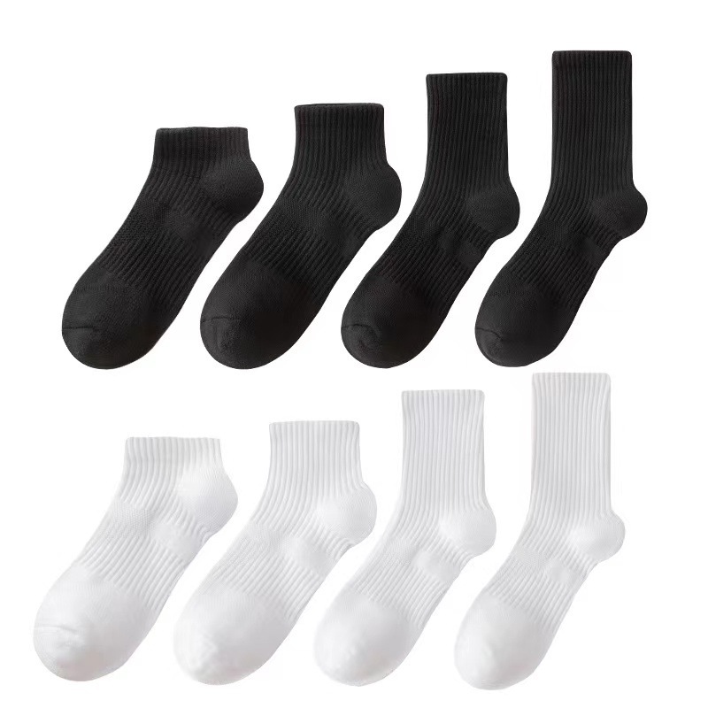 Picture of Men's socks cotton socks men's black white gray mid-calf length socks men's sports long white socks thin white socks