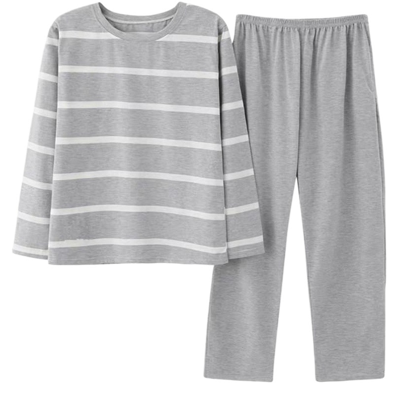 Men's Pajamas, Long-Sleeved Pants, Spring and Autumn, Autumn and Winter, Thin, Large Size, Youth Home Wear, Two-Piece Set, Breathable and Comfortable