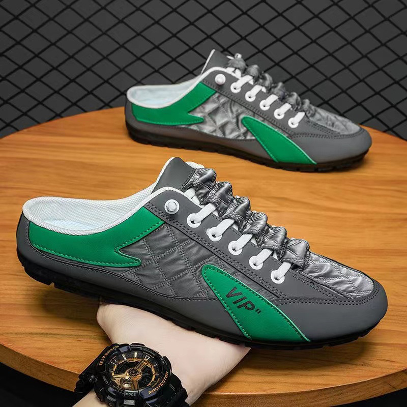 Men's Flat Casual Shoes 2025 Cross-border Trendy Soft Bottom Driving Shoes Half Shoes Men's Trendy Shoes Pea Shoes