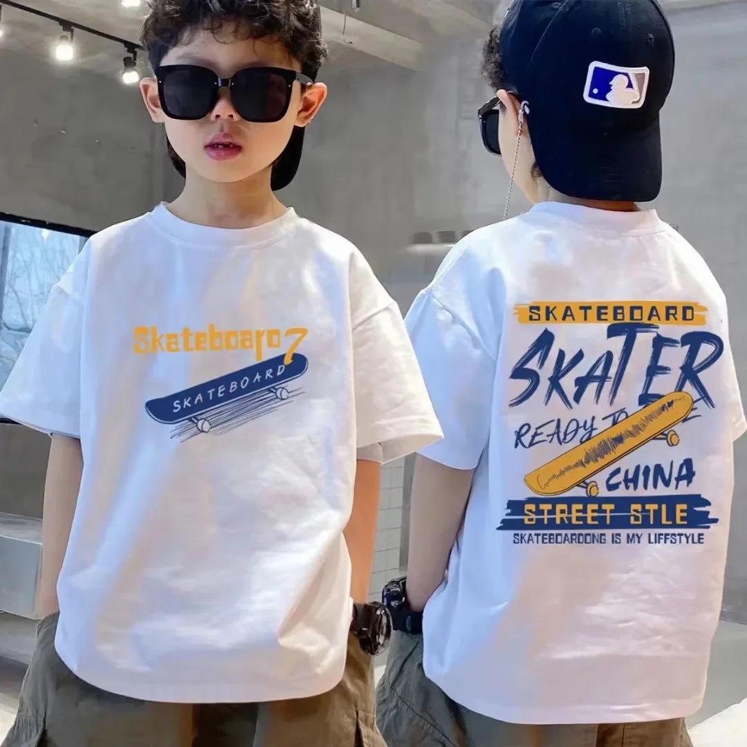 Children's Short-sleeved T-shirt 2023 New Arrival Half-sleeved Boys' Short-sleeved Children's Casual All-match Round Neck Sports Top Trendy Brand