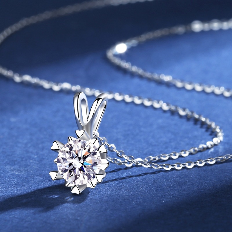 Picture of [New Products Special Sale] Snowflake Mosane Diamond Necklace Women's Moissanite Pendant Sterling Silver Clavicle Chain Niche New Gift