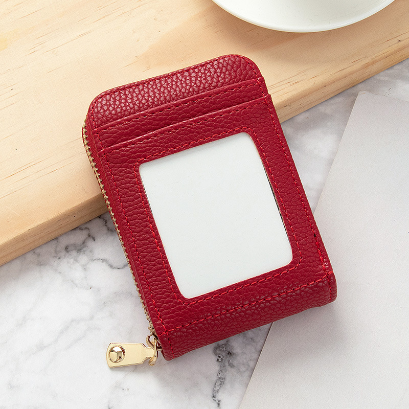 Picture of Card Bag Women's Korean-style New Anti-degaussing Solid Color Driver's License Mini Simple Multi-functional Compact Card Bag Card Cover for Women