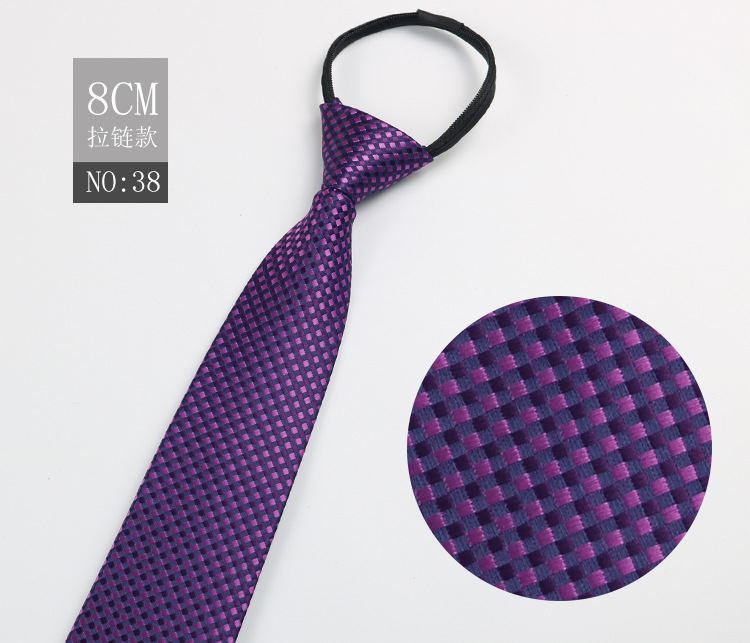 Picture of Factory Black Men's Tie Striped Blue Business Tie Lazy People Knot Free Zipper Tie in stock Wholesale