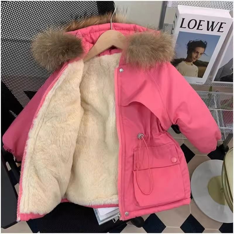 Picture of Girls' 2024 New Cotton-padded Coat Winter Clothes Children's Korean-style Mid-length Cotton-padded Coat Baby's fleece-lined Thickened Jacket Parker Clothes