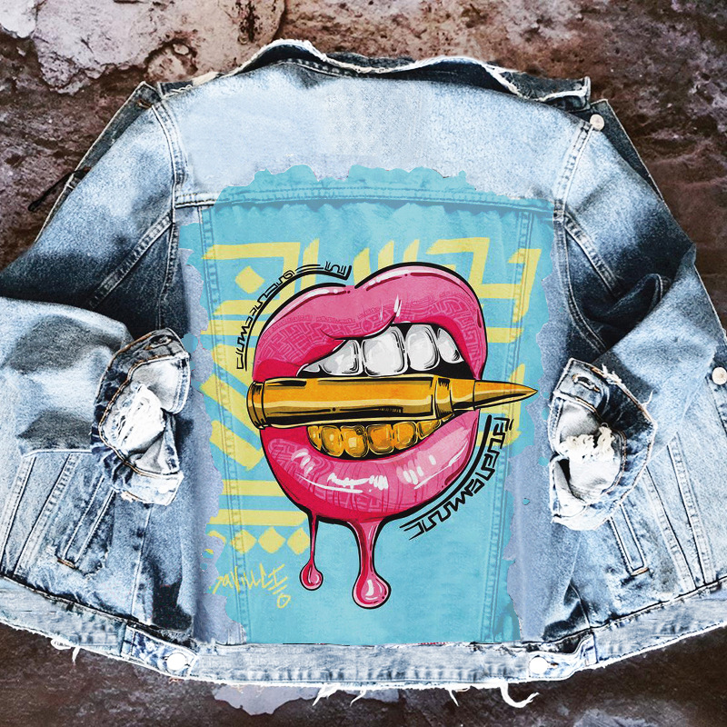 Picture of Lips Women's Clothing Amazon European and American Export Cross-Border Printed Baseball Jacket Autumn Winter Spring Summer 1472