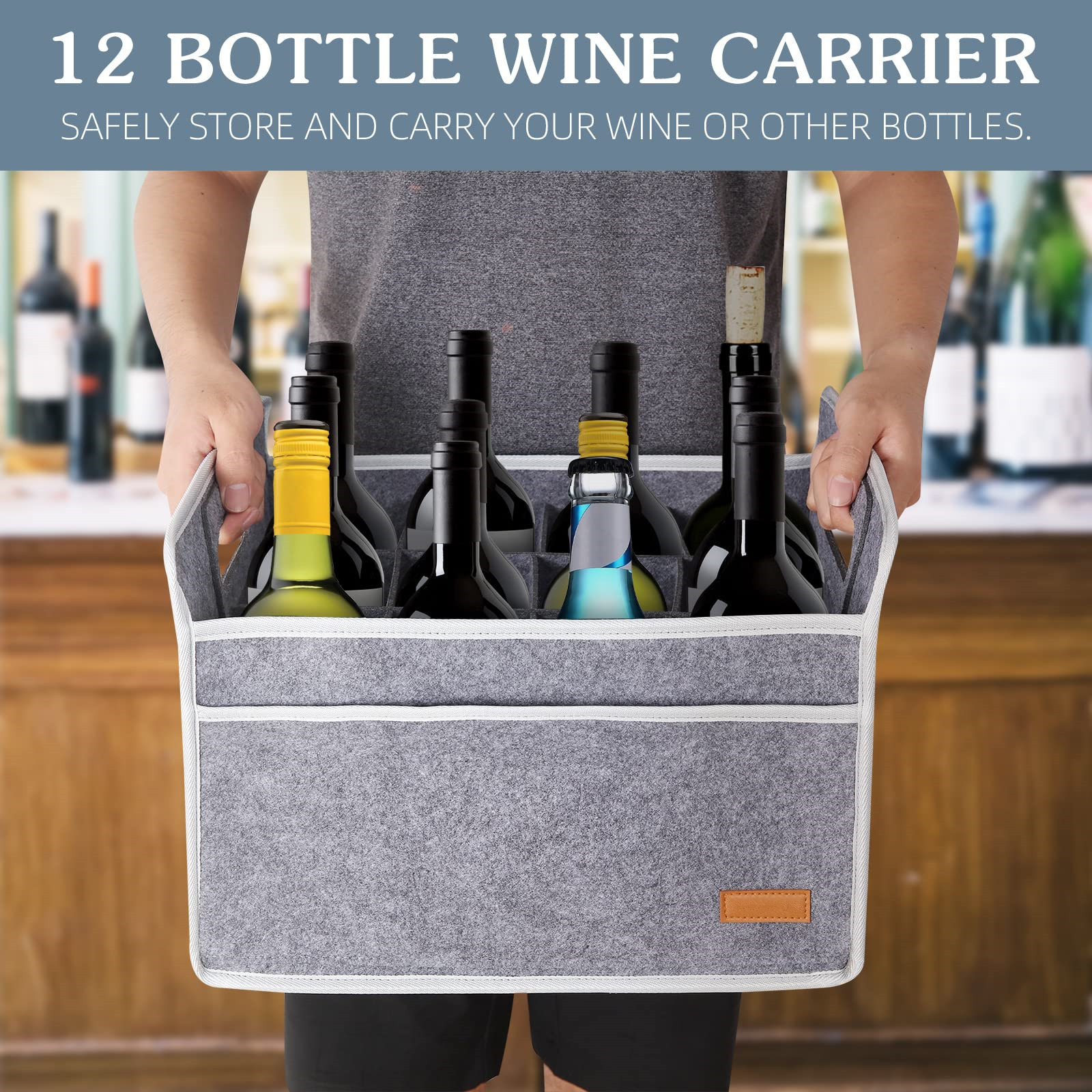 Factory supply 12 bottles of felt storage bag grape wine handbag hand bag non-woven 12 palace felt bag