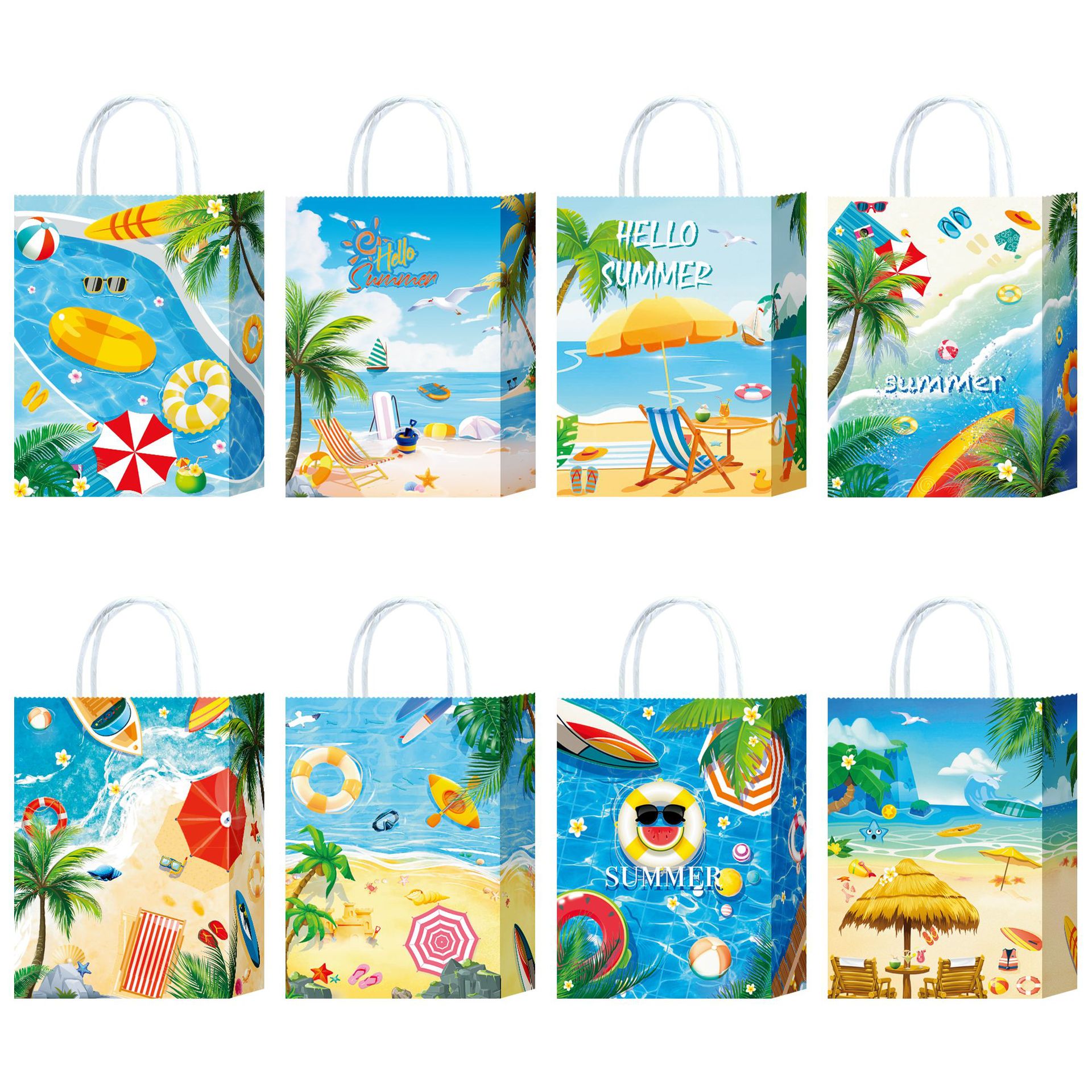 New Amazon Summer Ocean Gift Paper Bag Cute Wind Commodity White Cardboard Bag Clothing Gift Packaging Bag