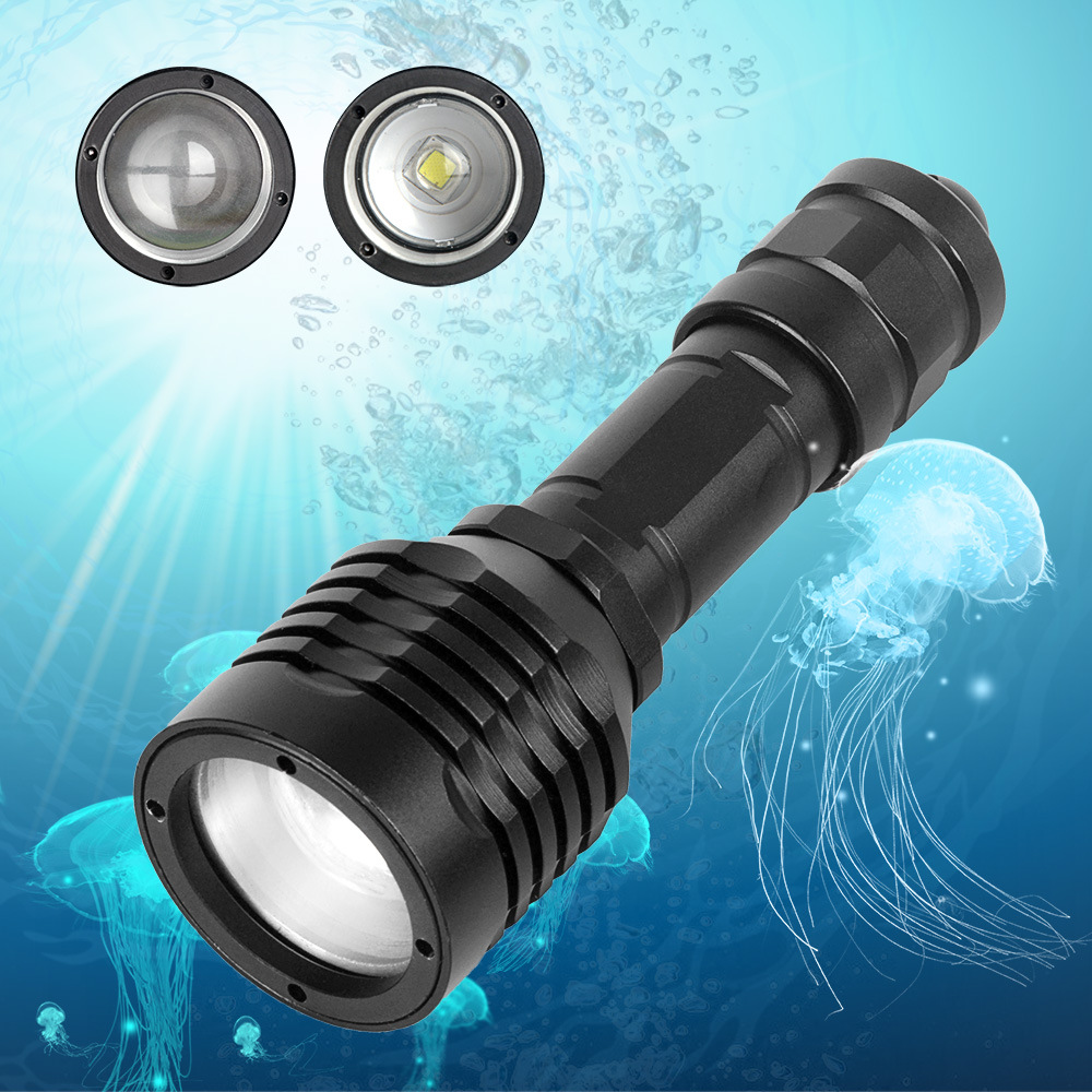 Direct selling L2 strong light diving flashlight aluminum alloy flashlight LED strong light rotary switch flashlight diving 30 meters