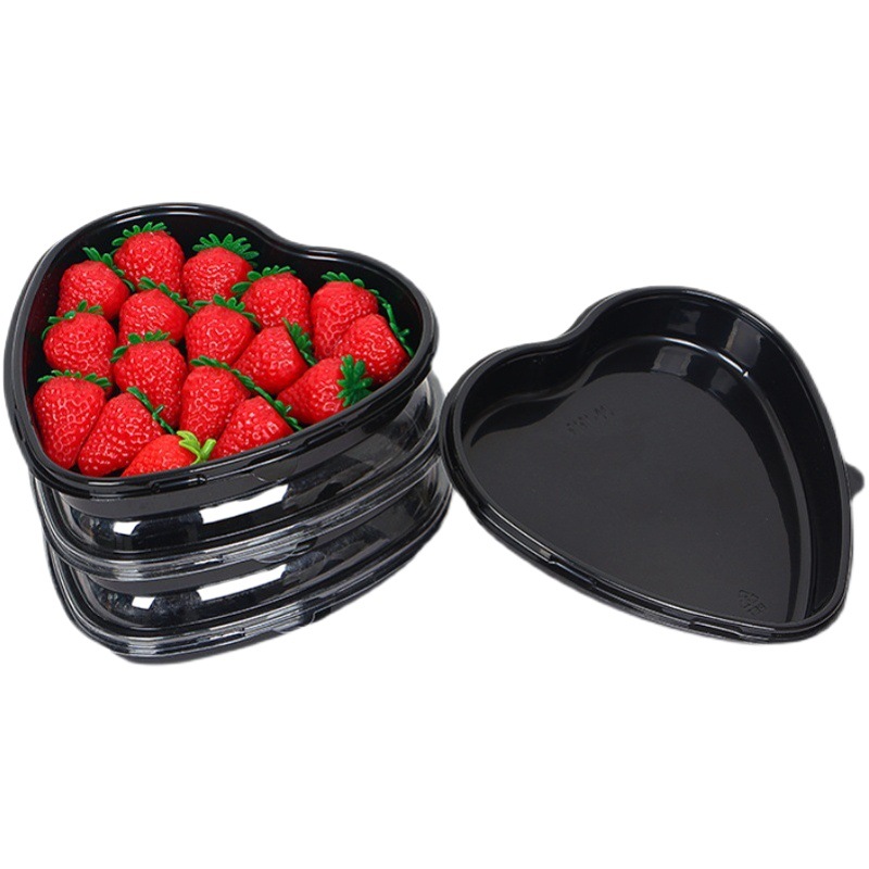 Heart-Shaped Disposable Fruit Box Transparent Plastic Platter Fresh Fruit Cut Strawberry Packaging Box Crisper Box for Wedding