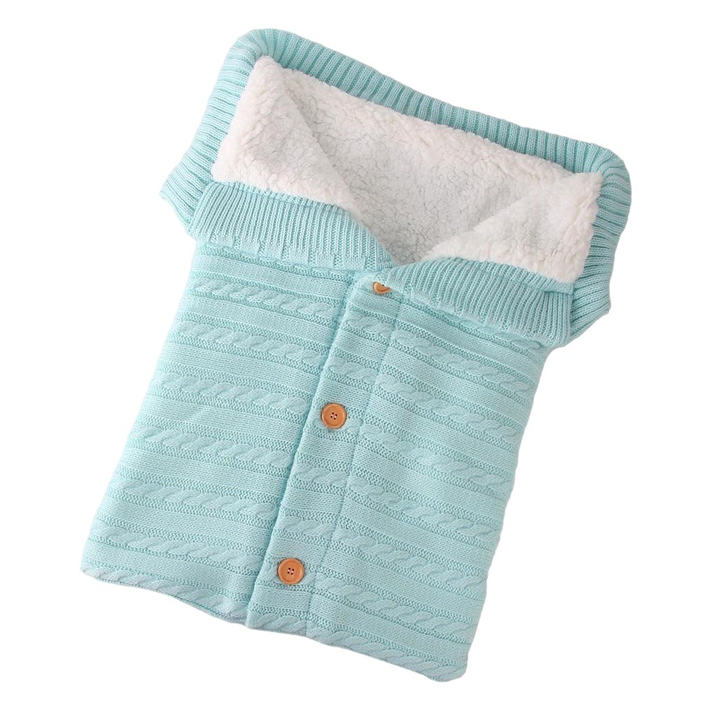 European and American Style Fall/Winter Baby Stroller Sleeping Bag Outdoor Button Baby Knitted Sleeping Bag Wool Fleece-Lined Thickened Quilt
